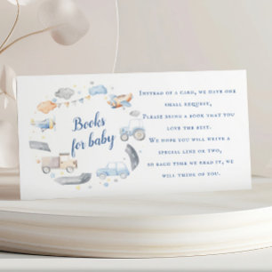 Boy Transportation Cars Baby Shower Book Request Enclosure Card