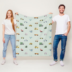 Boy truck, vehicle pattern fleece blanket