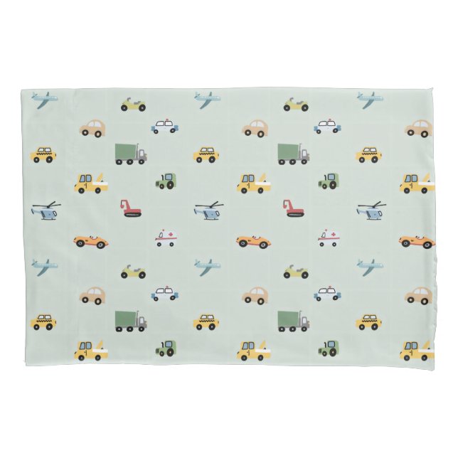 Boy truck, vehicle pattern pillowcase (Front)