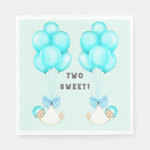 Boy Twins Baby Shower Balloons Napkin