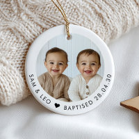 Boy Twins Baptism Photo Keepsake