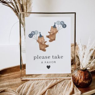 Boy Twins - Bears Party Hats - Birthday Favour Sig Poster