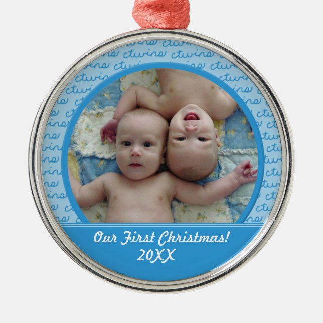 Boy Twins First Christmas Ornament (Front)