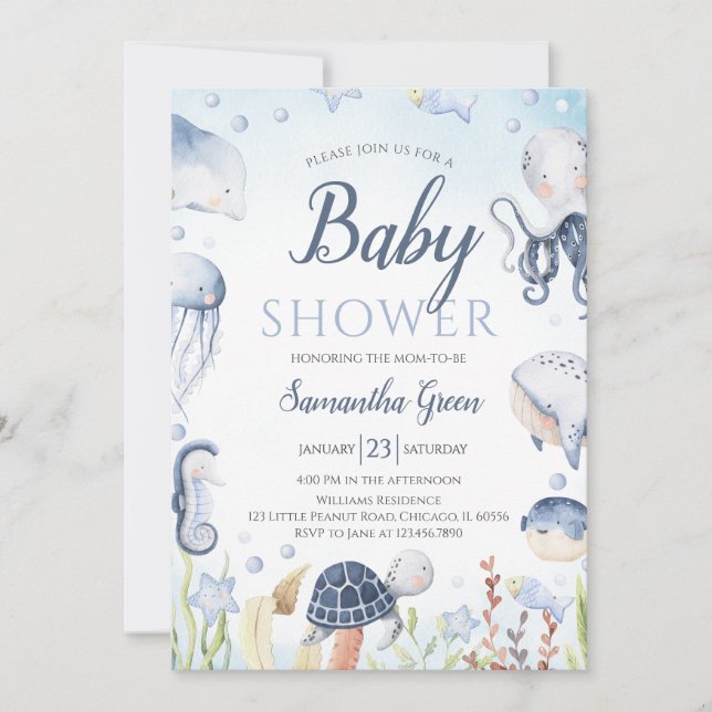 Boy Under the Sea Baby Shower Invitation (Front)