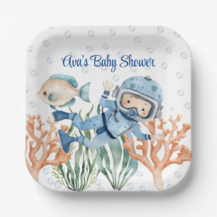 Boy Under The Sea Baby Shower Paper Plate