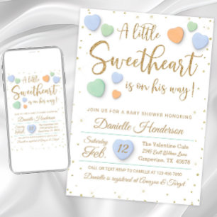 Boy Valentine Heart Baby Shower Invitations