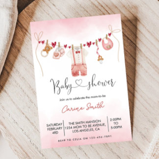 Boy valentine's Clothesline baby Shower  Invitation