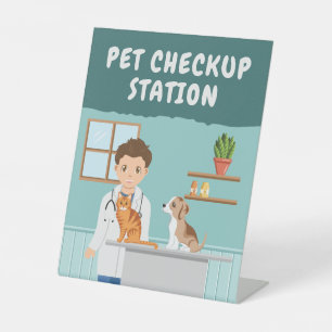 Boy Vet Pet Checkup Station Kids' Pretend Play Pedestal Sign
