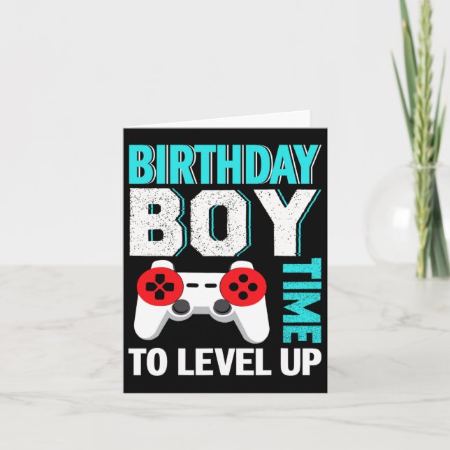 Boy Video Game Birthday Party  Card (Front)