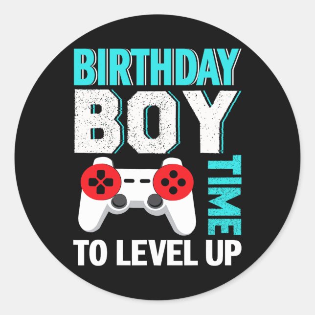 Boy Video Game Birthday Party  Classic Round Sticker (Front)