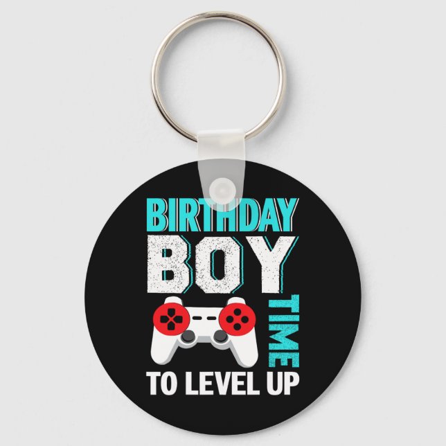Boy Video Game Birthday Party  Key Ring (Front)
