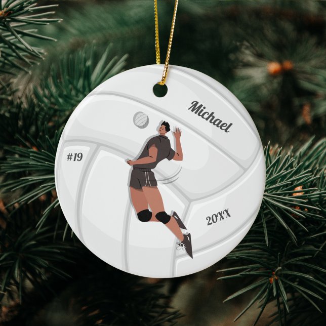Boy Volleyball Player Kid Name Jersey Team Number  Ceramic Tree Decoration (Creator Uploaded)