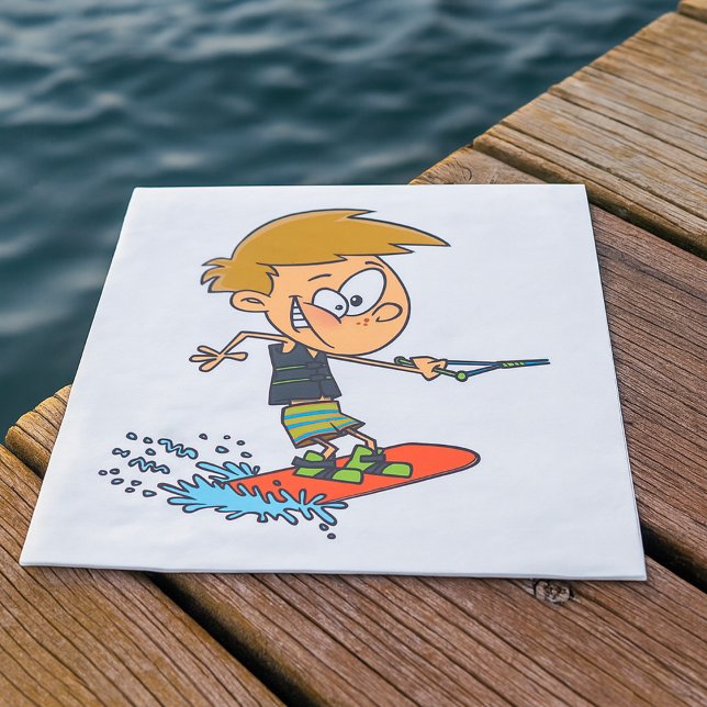 Boy Wakeboarding Fun Summer Water Sports Napkin (Creator Uploaded)