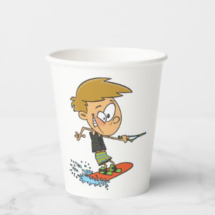 Boy Wakeboarding Fun Summer Water Sports Paper Cups