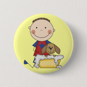 Boy Washing Dog Tshirts and Gifts 6 Cm Round Badge