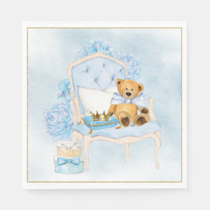 Boy Watercolor Blue Gold Baby Shower Napkins