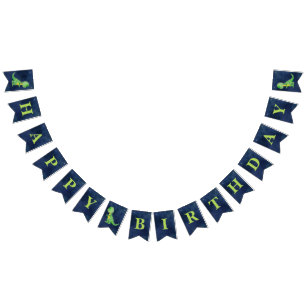 Boy  Watercolor Dinosaur Happy Birthday Banner