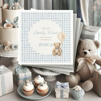 Boy We Can Bearly Wait Teddy Bear Baby Shower Napkin