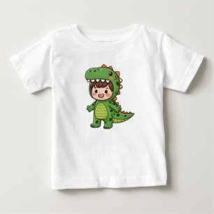 Boy Wearing Dinosaur Costume Baby T-Shirt
