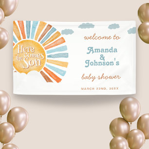 Boy Welcome Here Comes the Son Baby Shower Banner