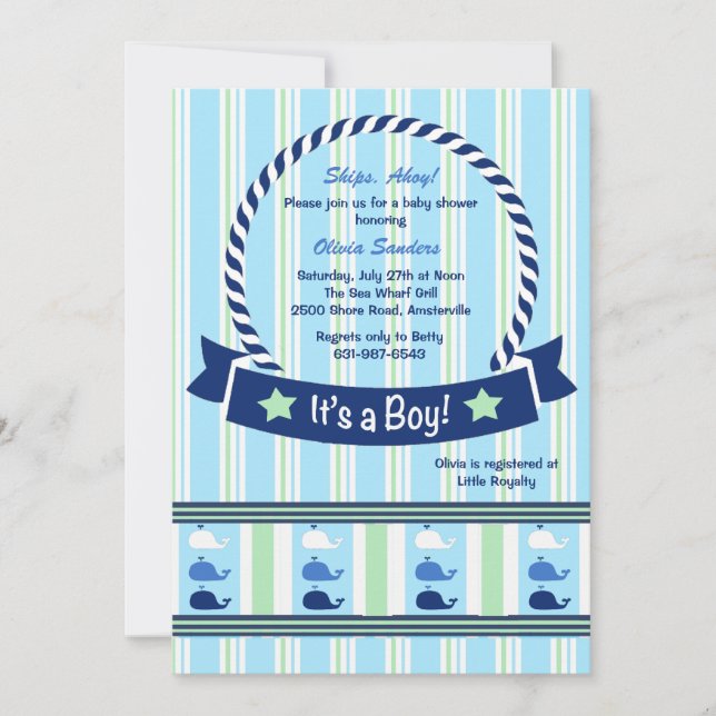 Boy - Whale Border Baby Shower Invitation (Front)