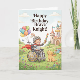 Boy Wheelchair Knight Storybook Birthday Card