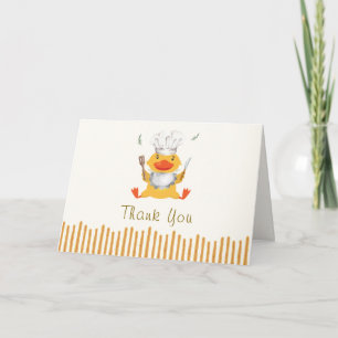 Boy Whimsical Little Duckling Chef Baby Shower Thank You Card