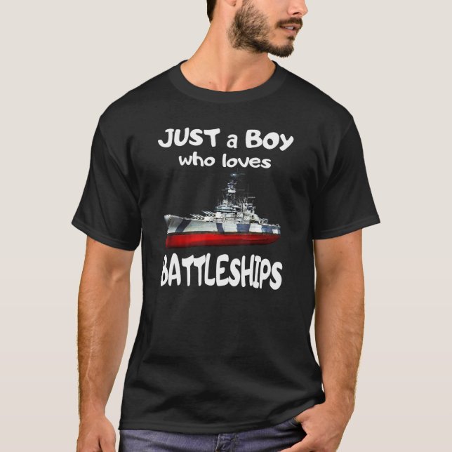 Boy Who Loves American Cold War Usa Battleships Io T-Shirt (Front)