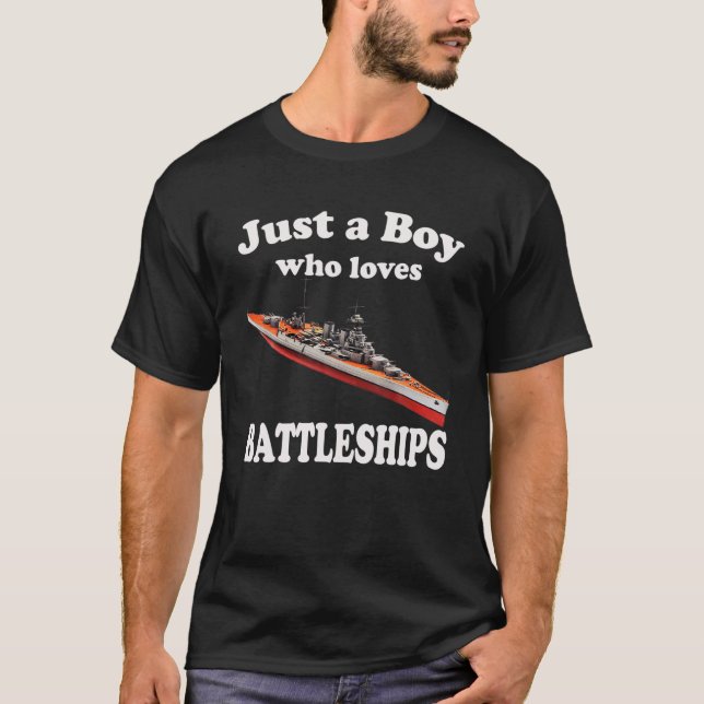 Boy Who Loves British Battleship HMS Hood WW2 Batt T-Shirt (Front)