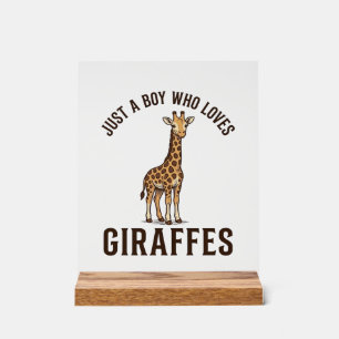 Boy Who Loves Giraffes Vintage Engraving Shirt_1 Acrylic Sign