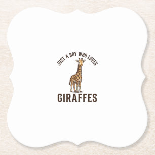 Boy Who Loves Giraffes Vintage Engraving Shirt_1 Paper Coaster