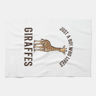 Boy Who Loves Giraffes Vintage Engraving Shirt_1 Tea Towel