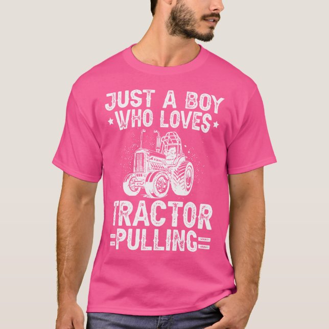 Boy Who Loves Tractor Pulling Tractor Puller Tract T-Shirt (Front)
