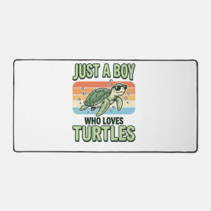 Boy Who Loves Turtles Vintage Engraving Design_1 Desk Mat