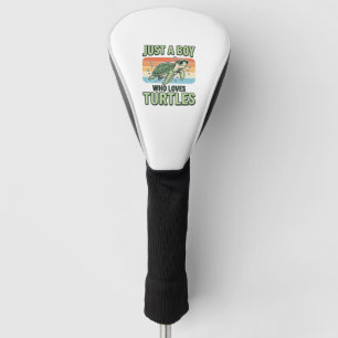 Boy Who Loves Turtles Vintage Engraving Design_1 Golf Head Cover