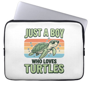 Boy Who Loves Turtles Vintage Engraving Design_1 Laptop Sleeve