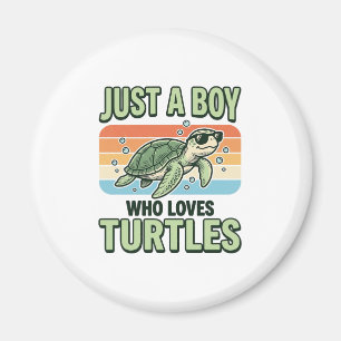 Boy Who Loves Turtles Vintage Engraving Design_1 Magnet