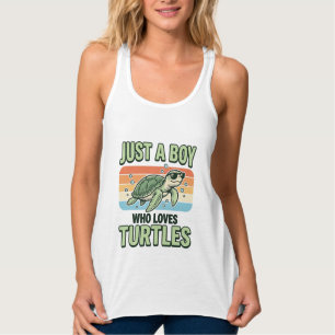 Boy Who Loves Turtles Vintage Engraving Design_1 Singlet
