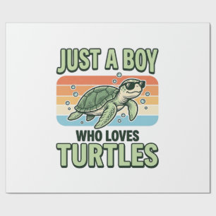 Boy Who Loves Turtles Vintage Engraving Design_1 Wrapping Paper