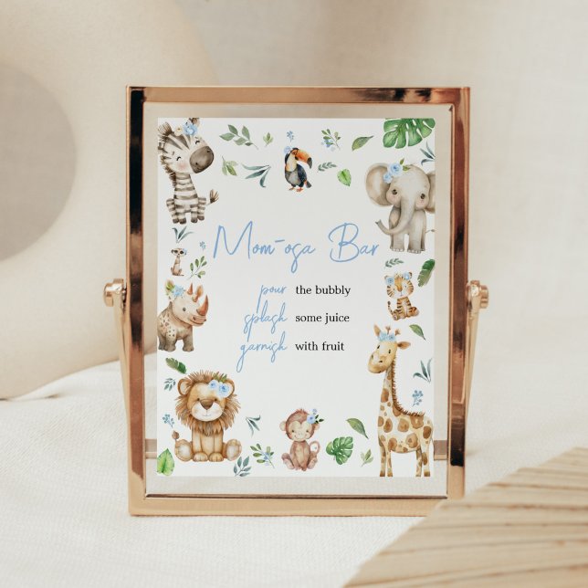Boy Wild One Safari Baby Shower Mum Osa Bar Poster (Safari Wild One Baby Shower Mom Osa Bar Sign)