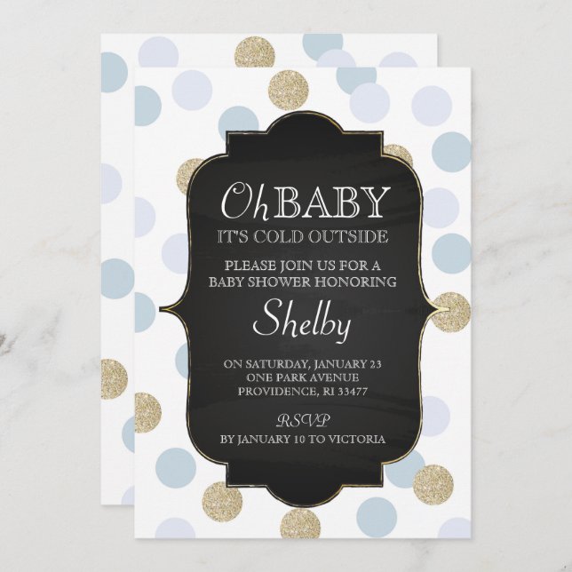 Boy Winter Baby Shower Invitation (Front/Back)