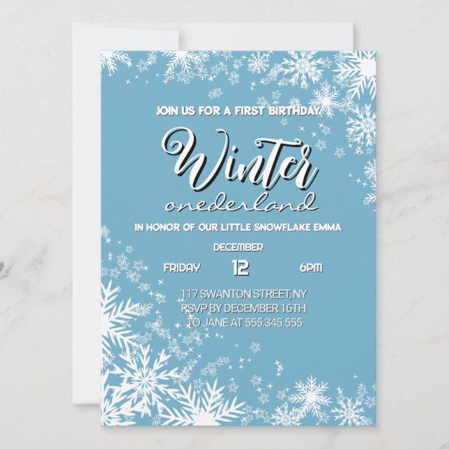 Boy Winter onederland 1st Birthday Invitation (Front)