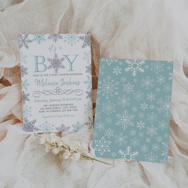 Boy Winter Snowflake Baby Shower Invitation (Creator Uploaded)