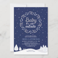 Boy Winter Wonderland Baby Shower, Navy & Silver