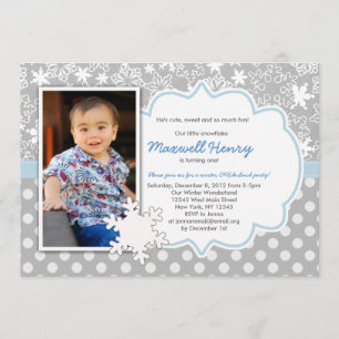 Boy Winter Wonderland Birthday Party Invitation