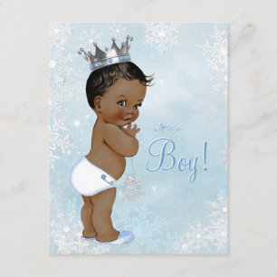 Boy Winter Wonderland Snowflake Ethnic Baby Shower Invitation