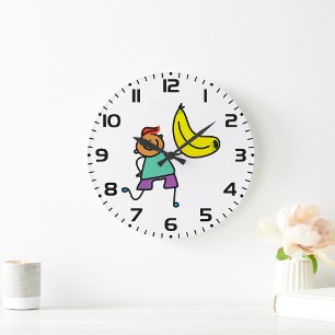 Boy With A Banana  Large Clock
