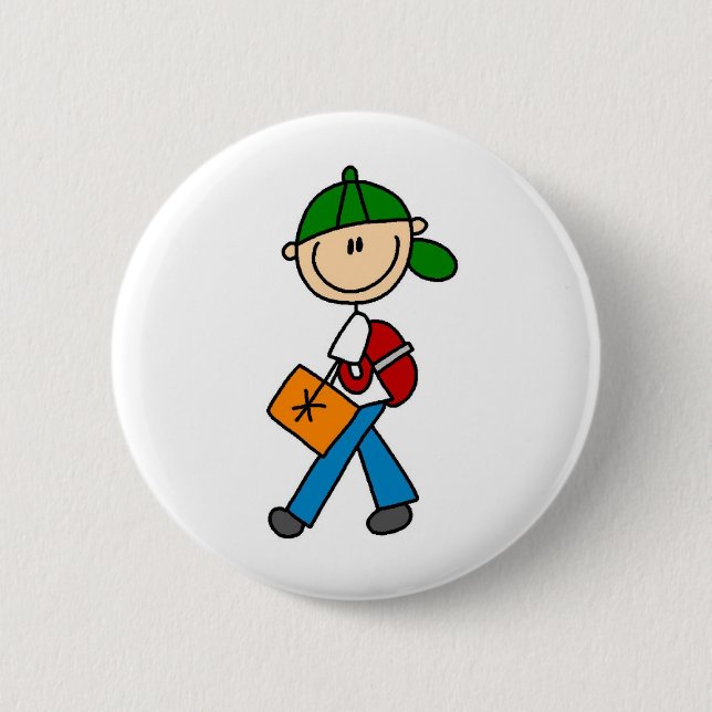 Boy With Backpack 6 Cm Round Badge (Front)