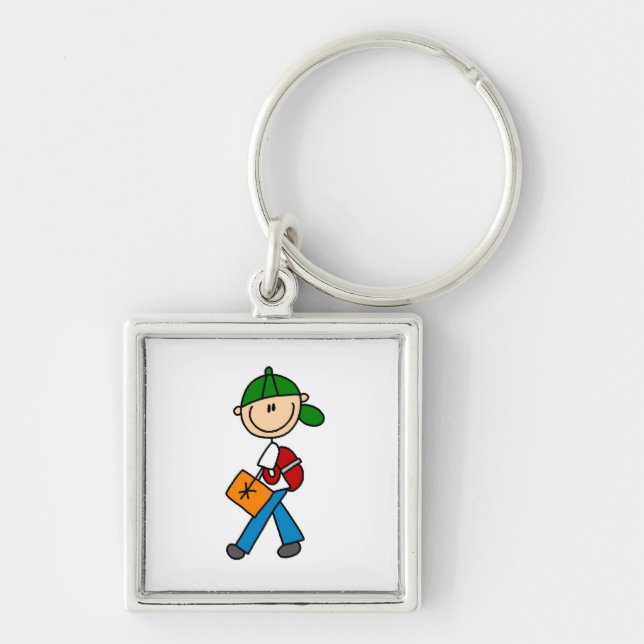 Boy With Backpack Key Ring (Front)