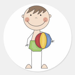Boy with Beach Ball Tshirts and Gifts Classic Round Sticker